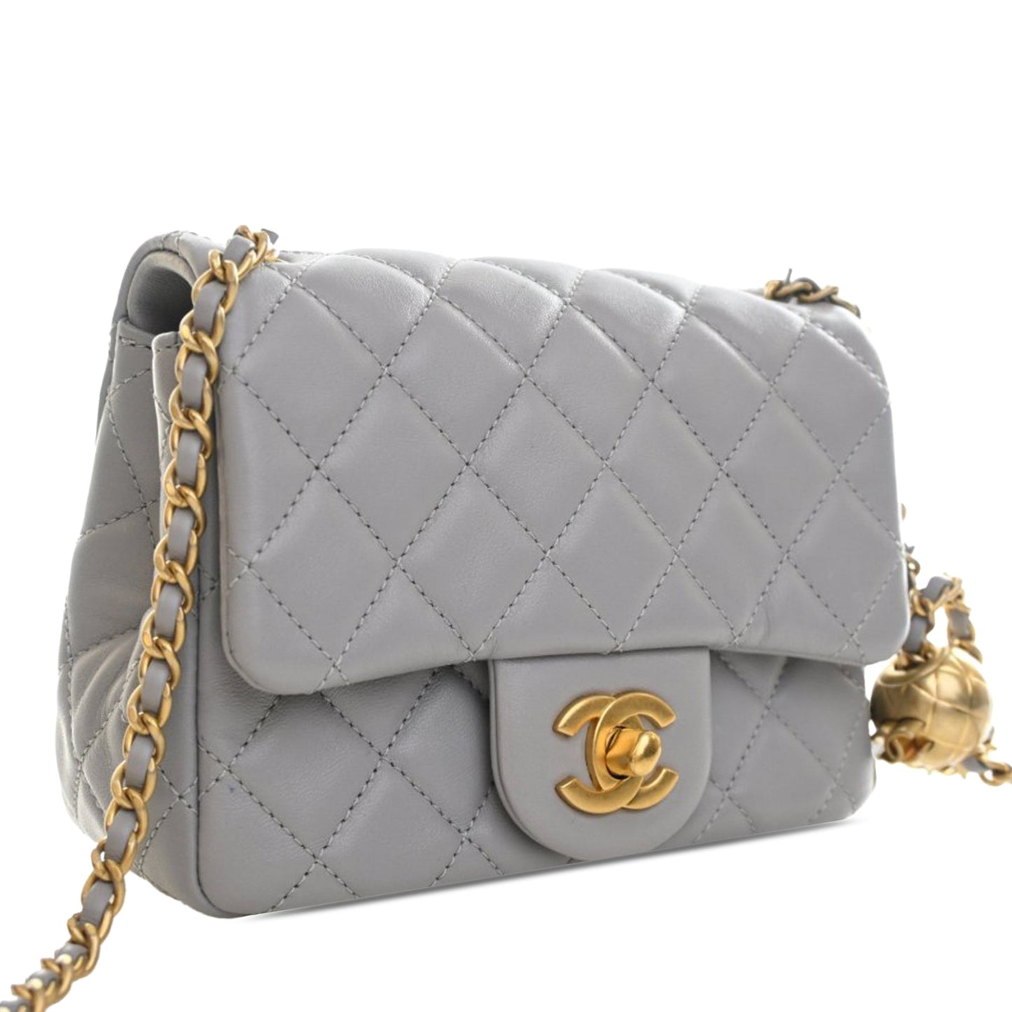 Chanel Mini Square Classic Lambskin Pearl Crush Single Flap