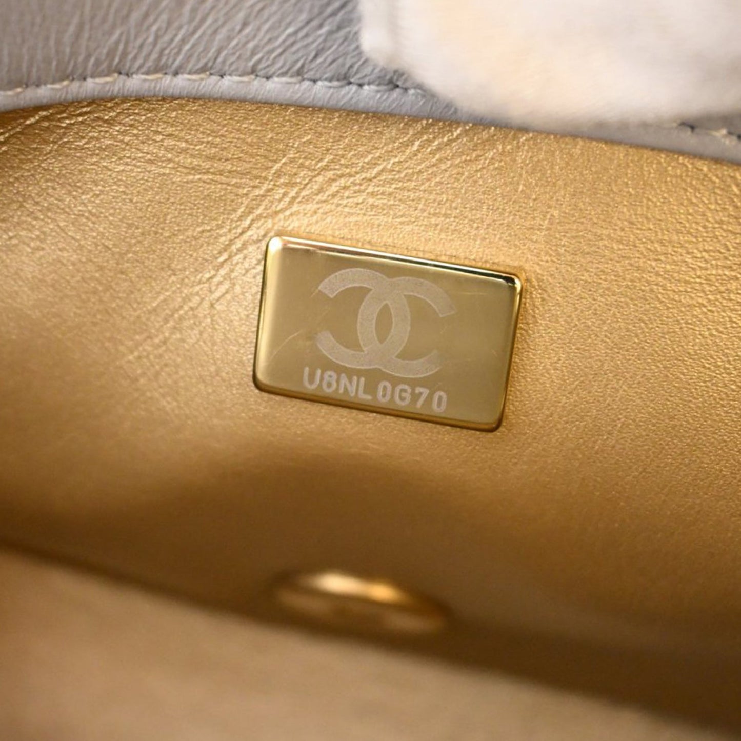Chanel Mini Square Classic Lambskin Pearl Crush Single Flap