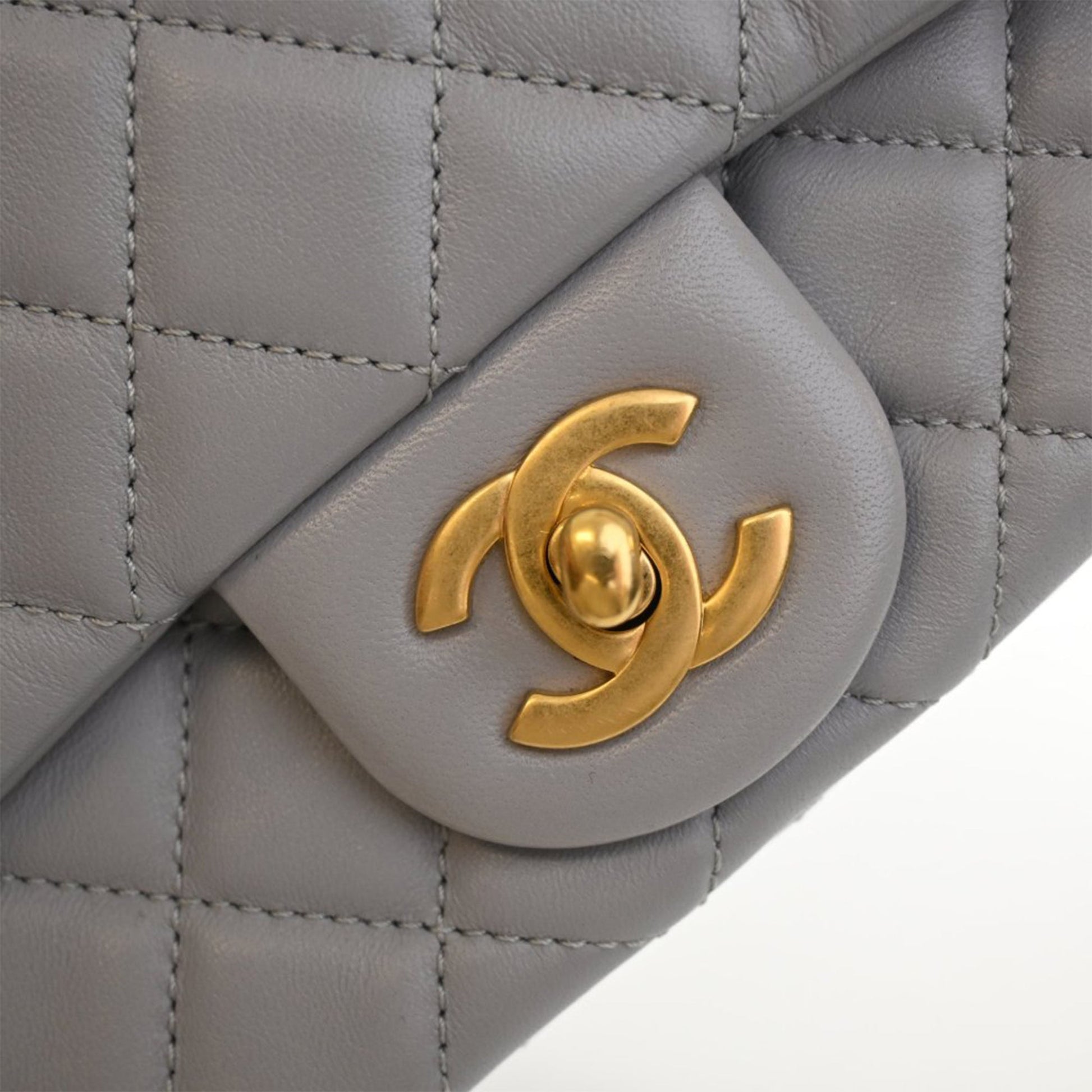 Chanel Mini Square Classic Lambskin Pearl Crush Single Flap