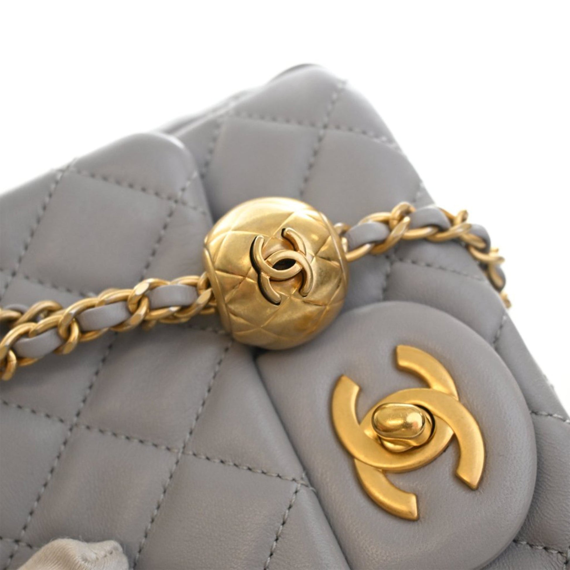 Chanel Mini Square Classic Lambskin Pearl Crush Single Flap