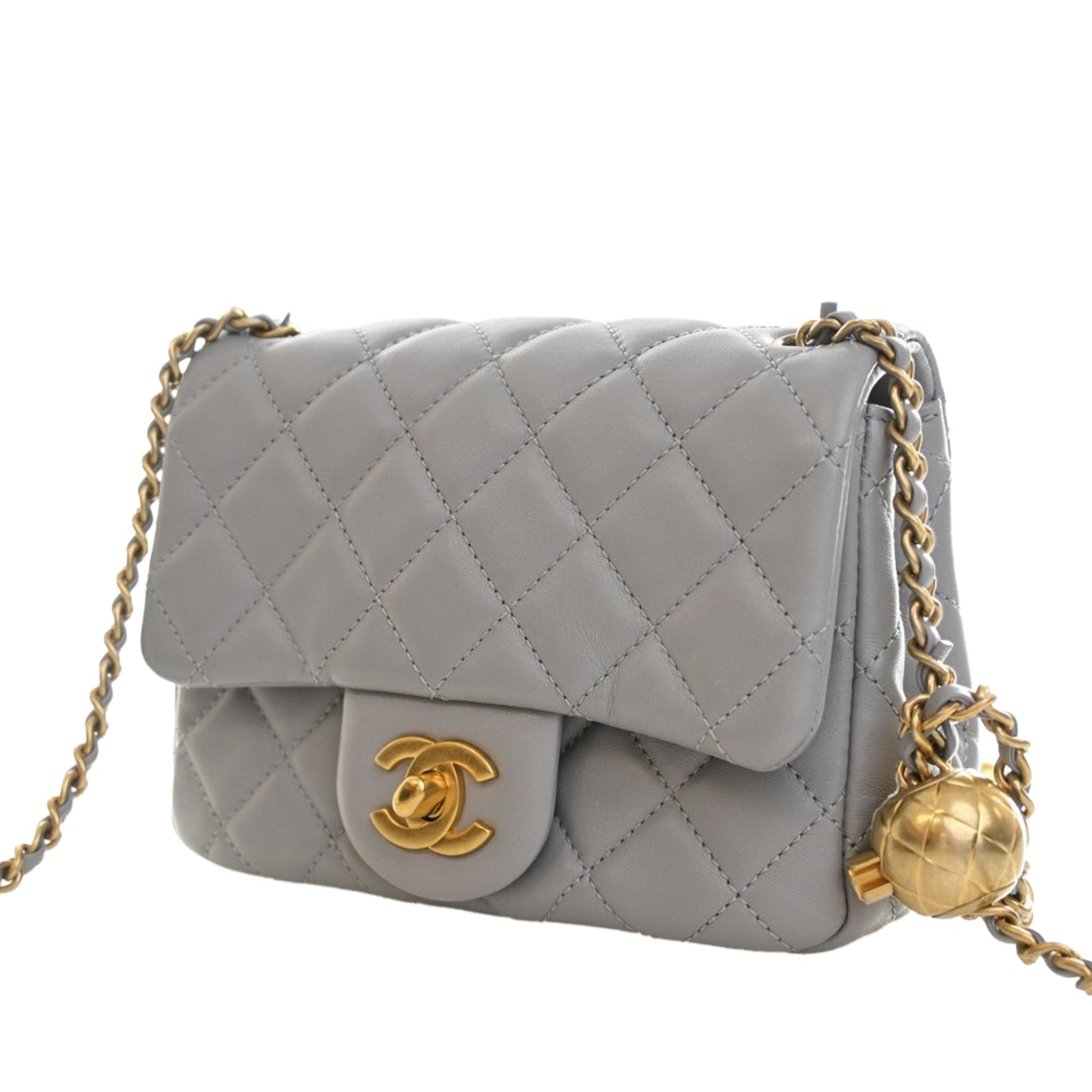Chanel Mini Square Classic Lambskin Pearl Crush Single Flap