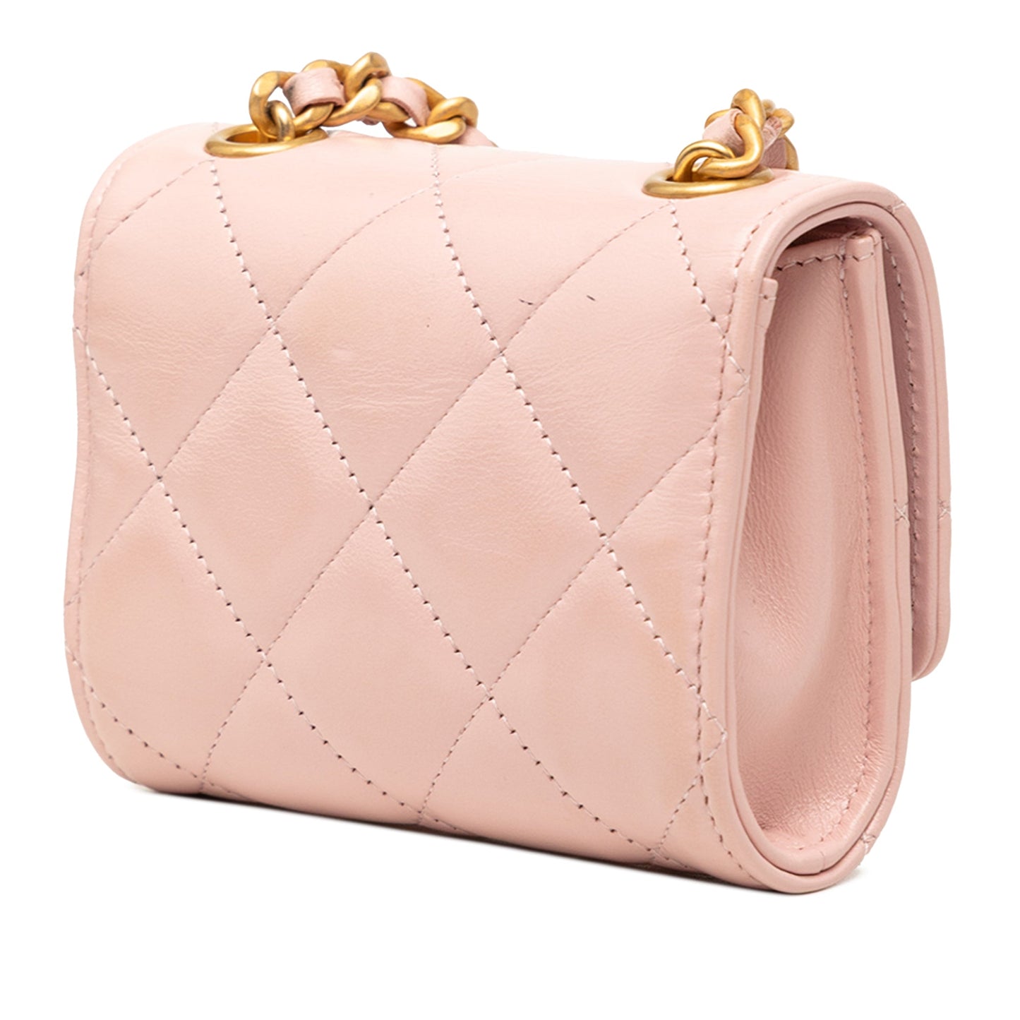 Chanel CC Quilted Lambskin Medallion Clutch With Chain