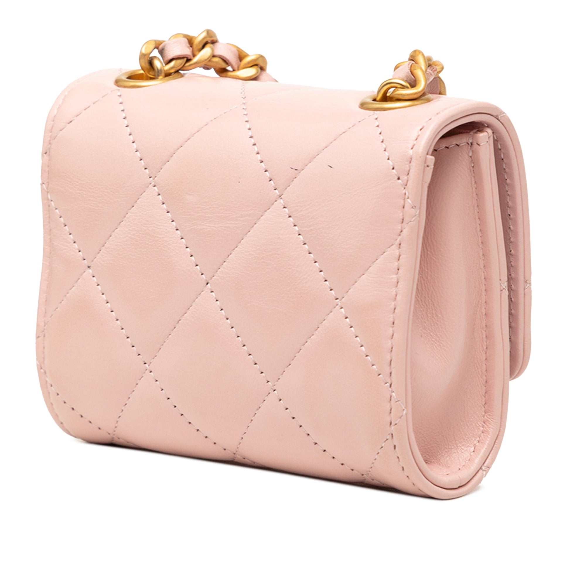 Chanel CC Quilted Lambskin Medallion Clutch With Chain