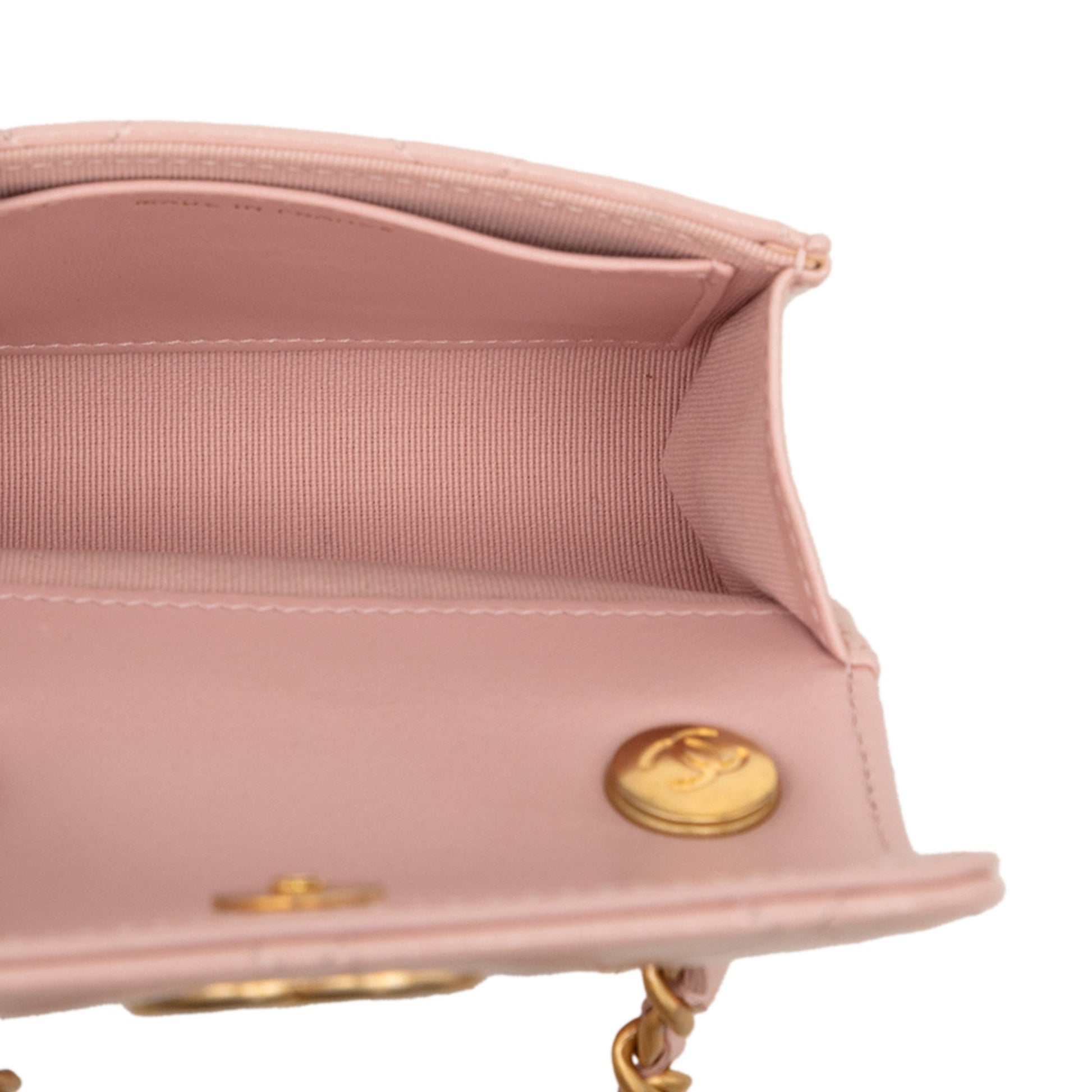Chanel CC Quilted Lambskin Medallion Clutch With Chain