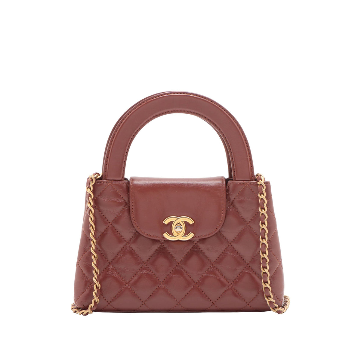 Chanel Mini Shiny Aged Calfskin Kelly Shopper Bag — Brown