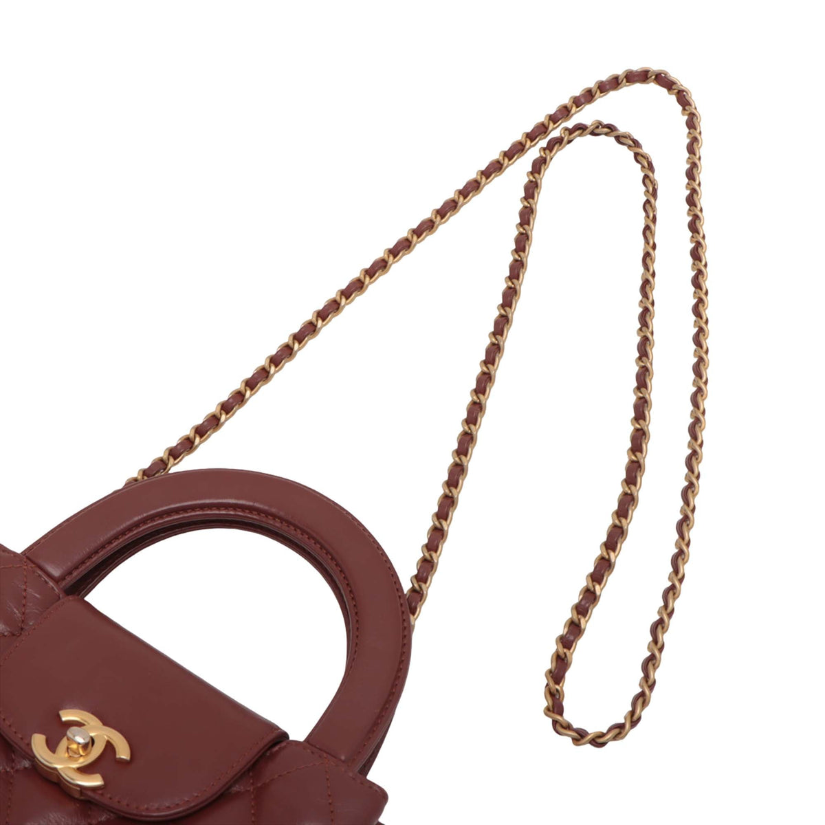 Chanel Mini Shiny Aged Calfskin Kelly Shopper Bag — Brown