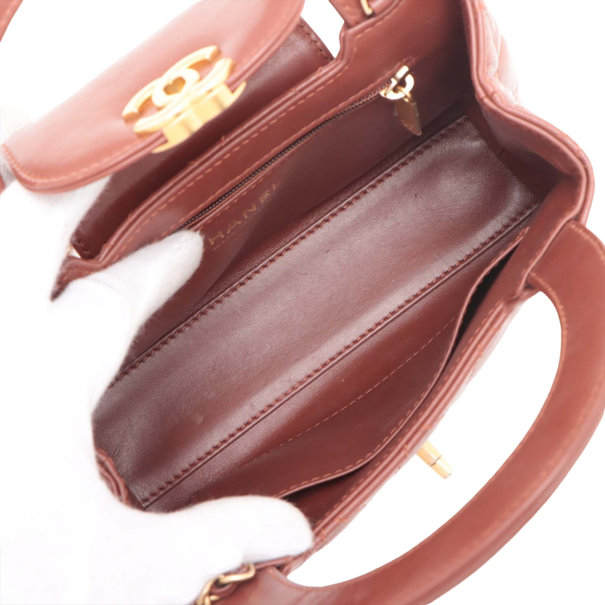 Chanel Mini Shiny Aged Calfskin Kelly Shopper Bag — Brown