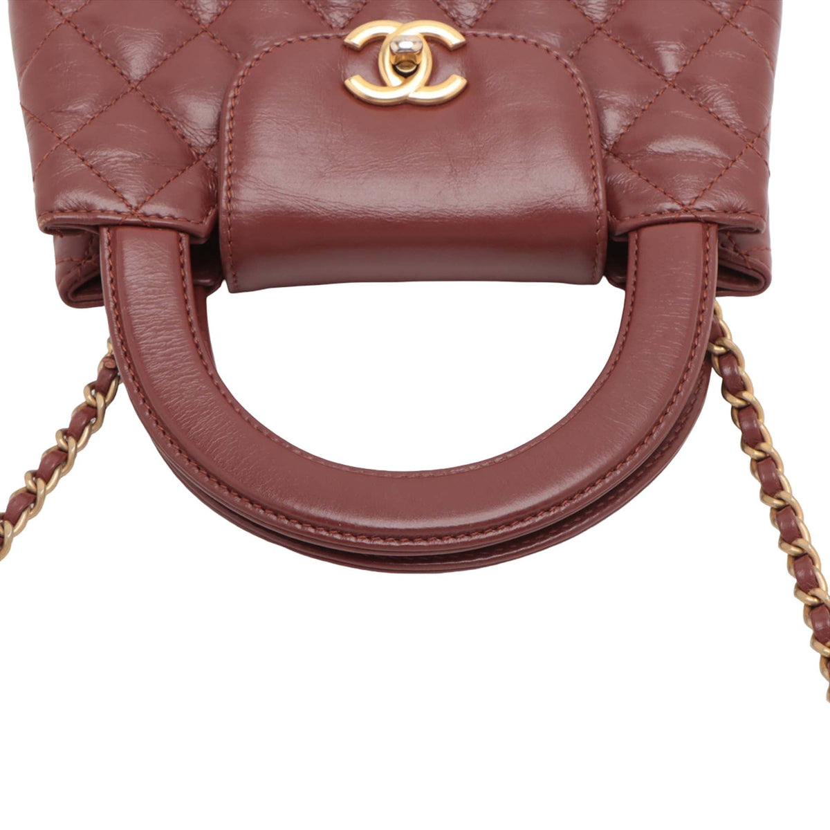 Chanel Mini Shiny Aged Calfskin Kelly Shopper Bag — Brown