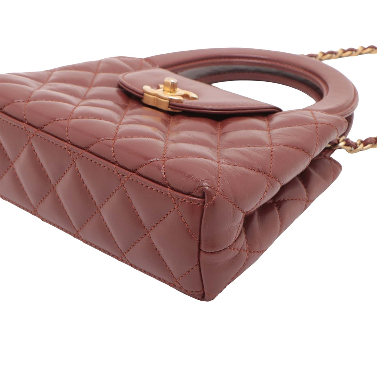 Chanel Mini Shiny Aged Calfskin Kelly Shopper Bag — Brown