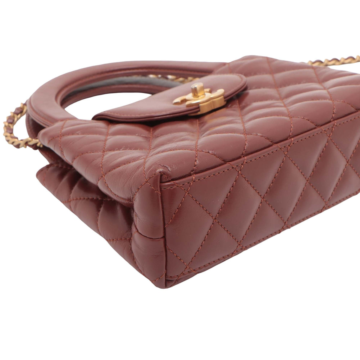 Chanel Mini Shiny Aged Calfskin Kelly Shopper Bag — Brown