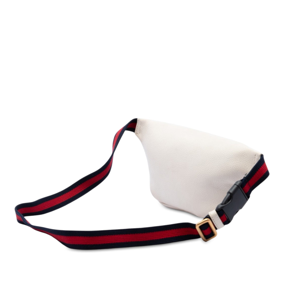 Gucci Small Grained Calfskin Web Logo Belt Bag — White