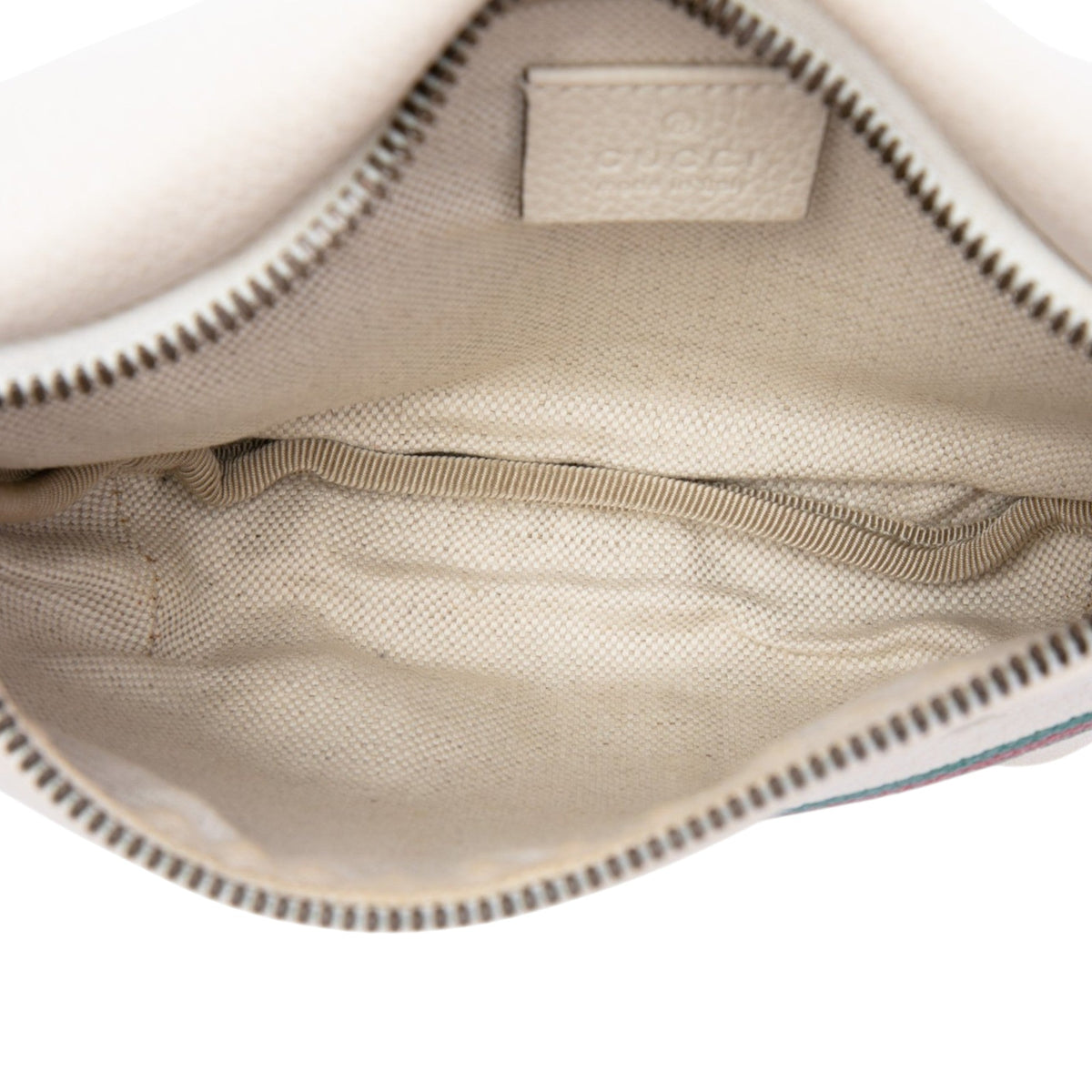 Gucci Small Grained Calfskin Web Logo Belt Bag — White