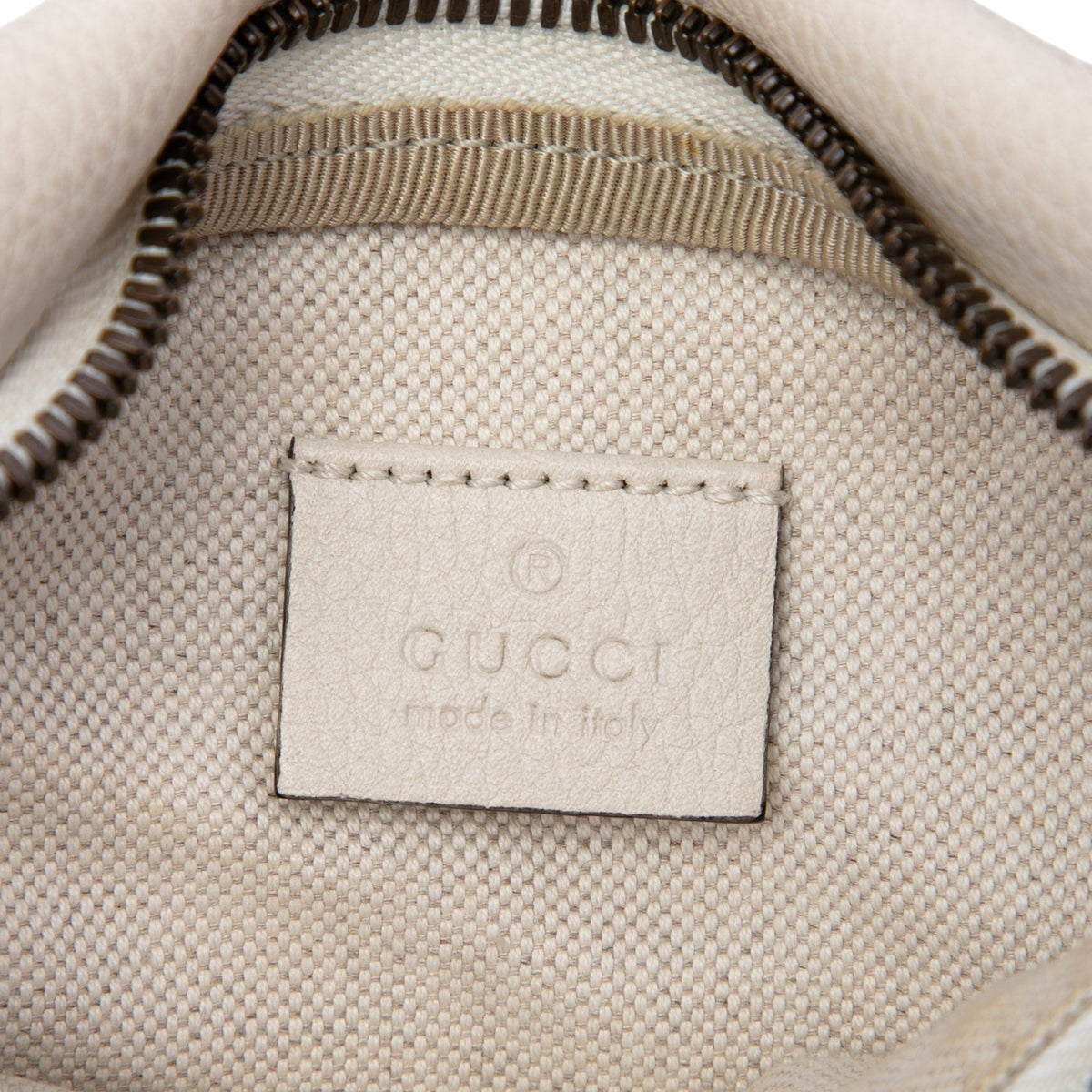 Gucci Small Grained Calfskin Web Logo Belt Bag — White