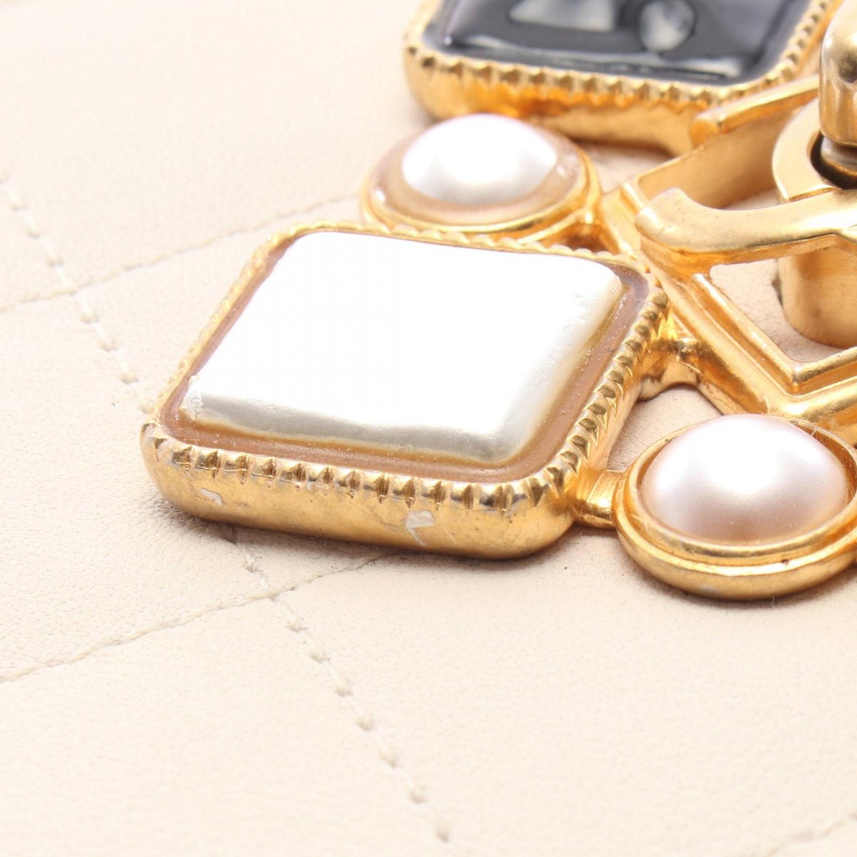 Chanel Small CC Quilted Calfskin Crystal Pearl Full Flap — White