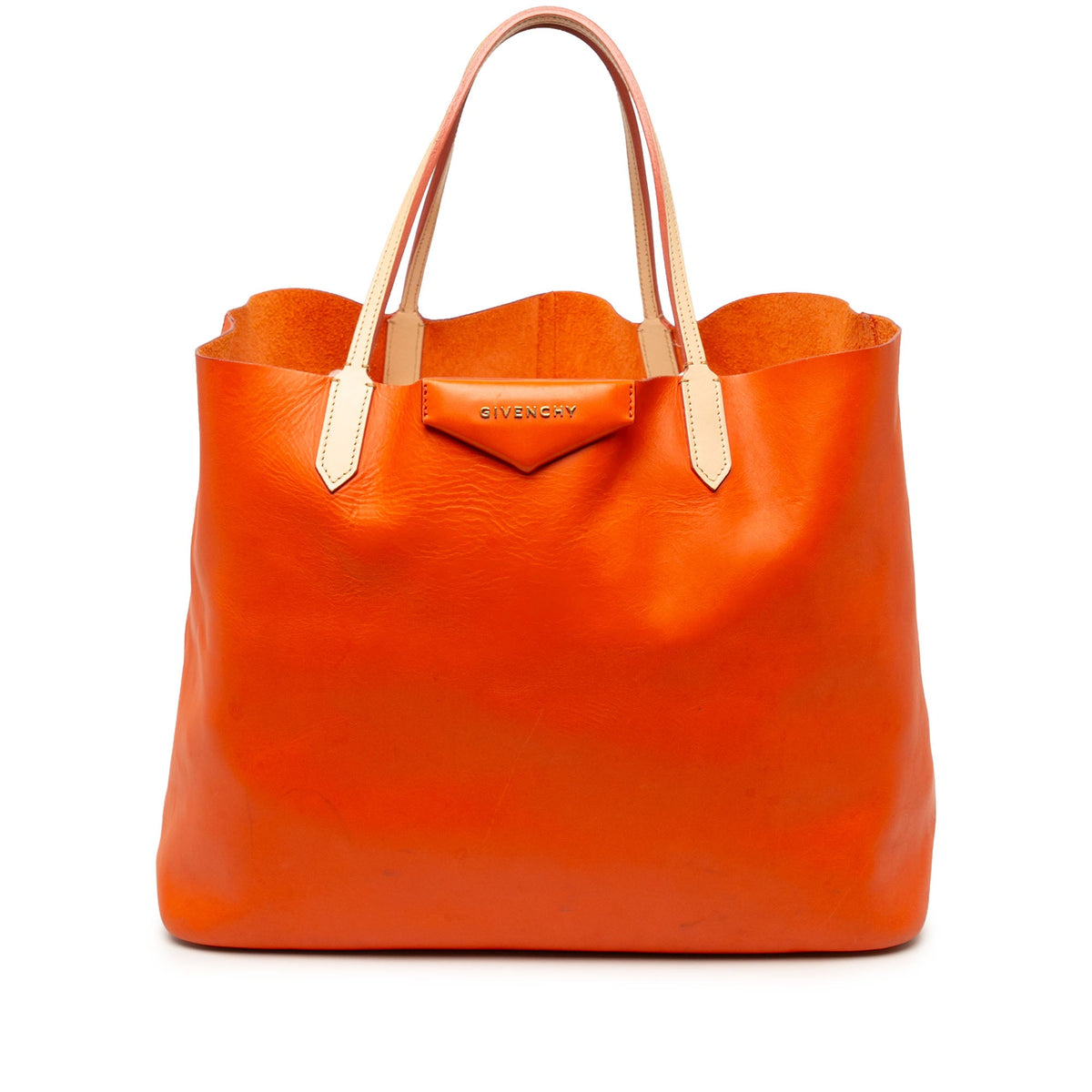 Givenchy Large Leather Antigona Shopper Tote — Orange