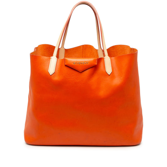 Givenchy Large Leather Antigona Shopper Tote — Orange