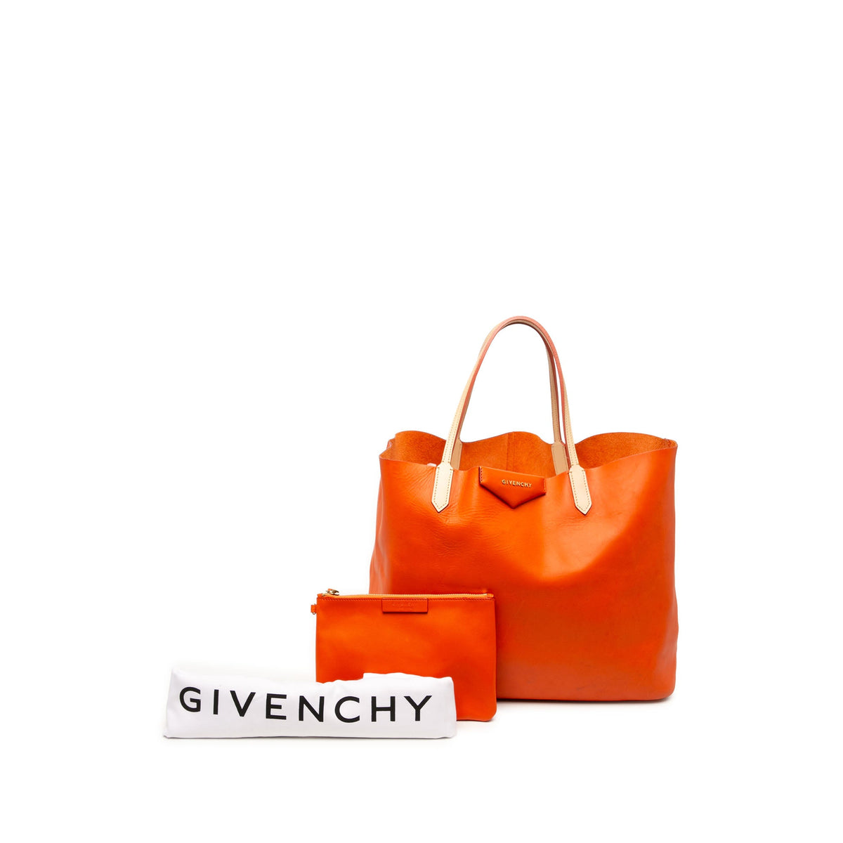 Givenchy Large Leather Antigona Shopper Tote — Orange