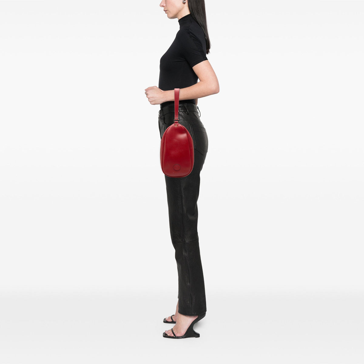 Gucci Calfskin Interlocking G Oval Clutch — Red