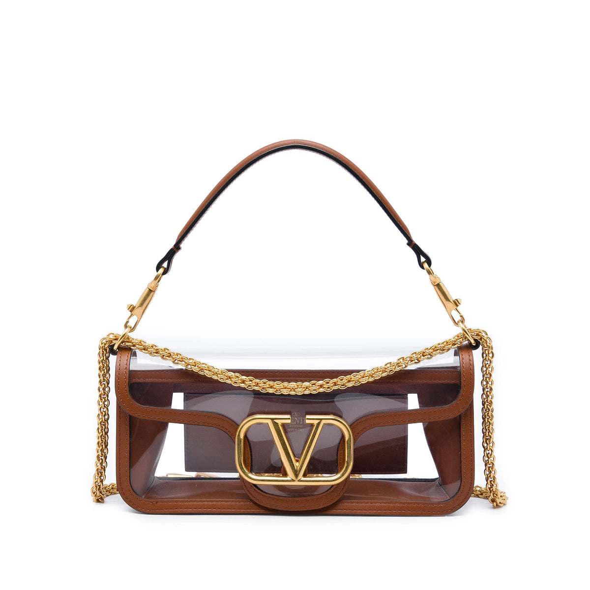 Valentino PVC VLogo Loco Satchel — Brown