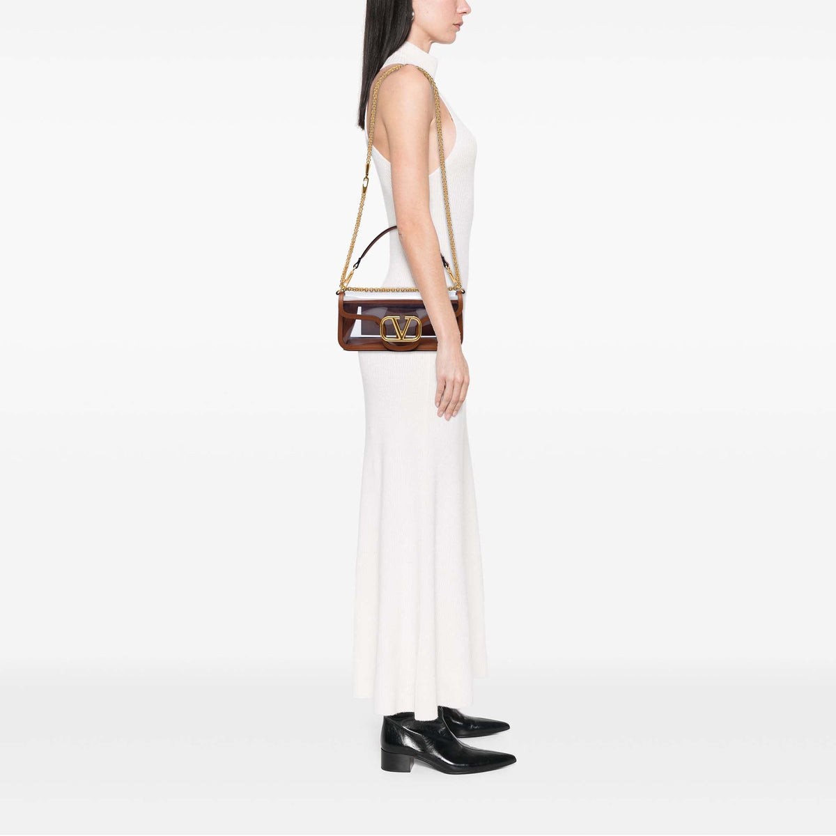 Valentino PVC VLogo Loco Satchel — Brown