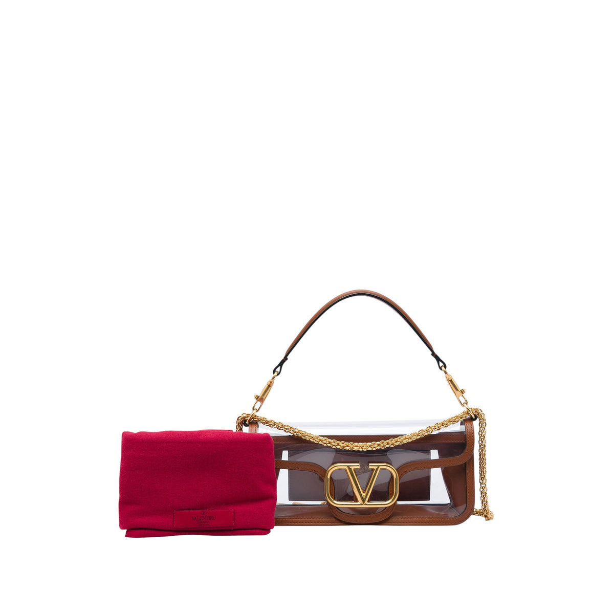 Valentino PVC VLogo Loco Satchel — Brown