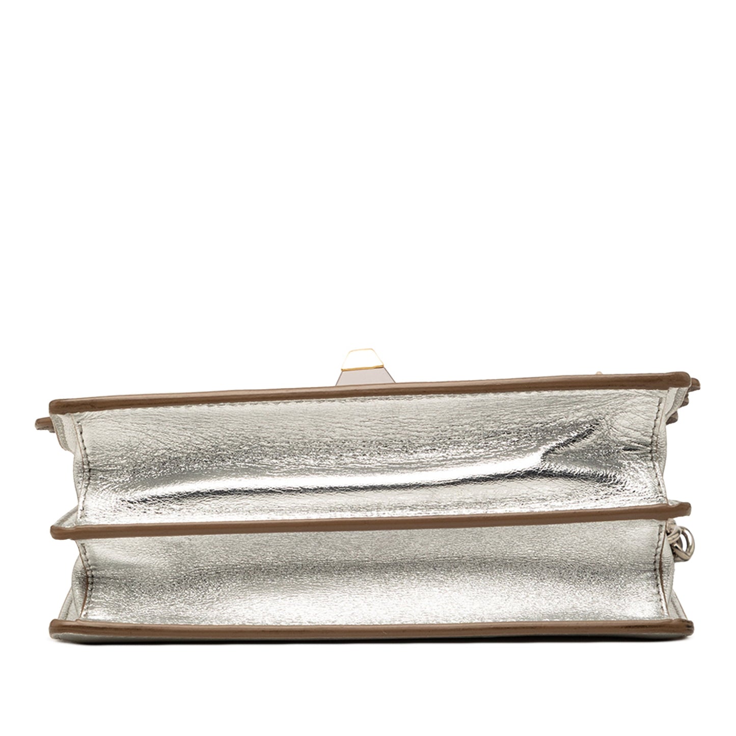 Fendi Mini Scalloped Metallic Leather and Pearls Kan I Crossbody