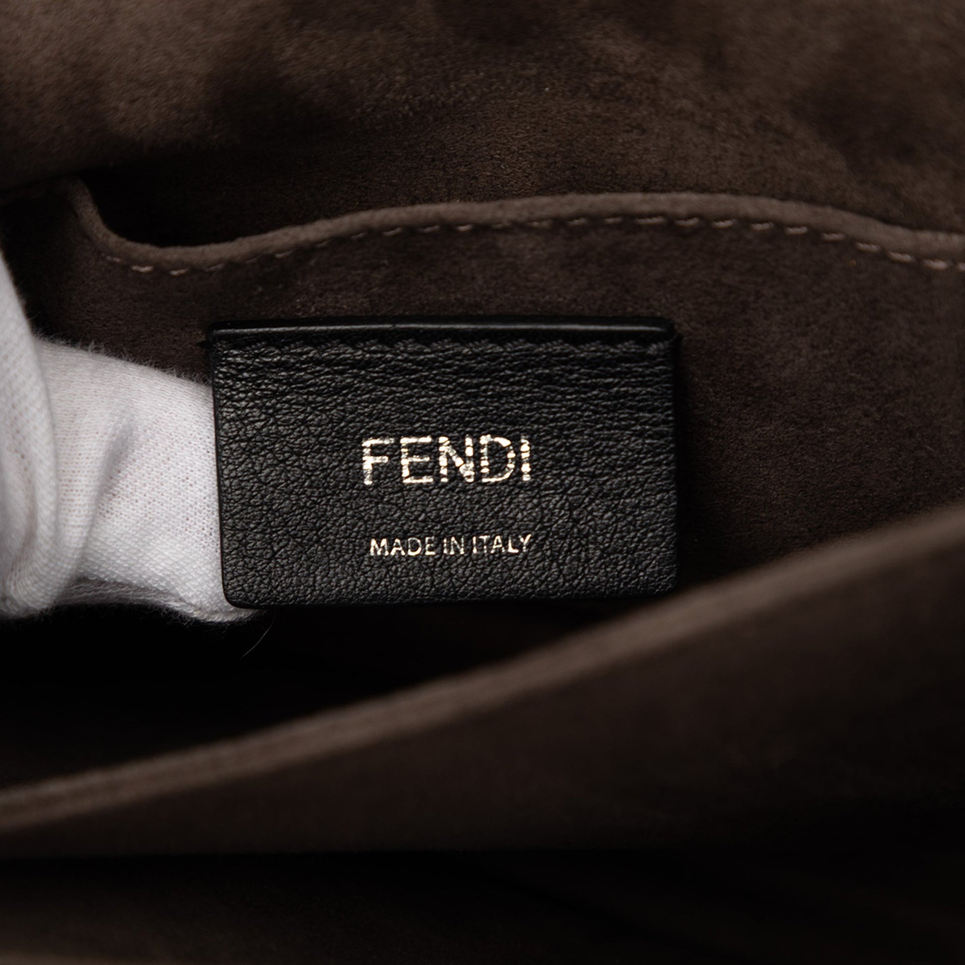 Fendi Mini Scalloped Metallic Leather and Pearls Kan I Crossbody