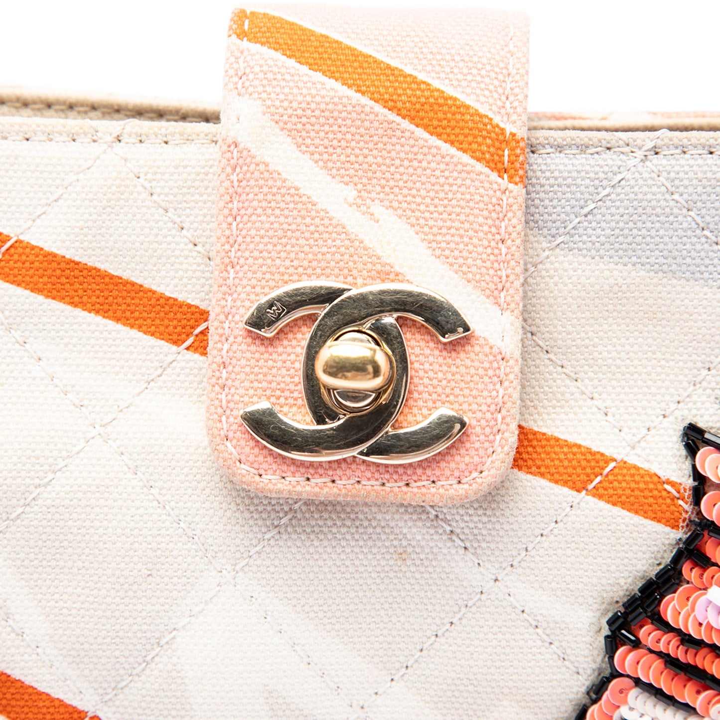 Chanel CC Quilted Printed Canvas and Sequins Arc De Triomphe Shoulder Bag