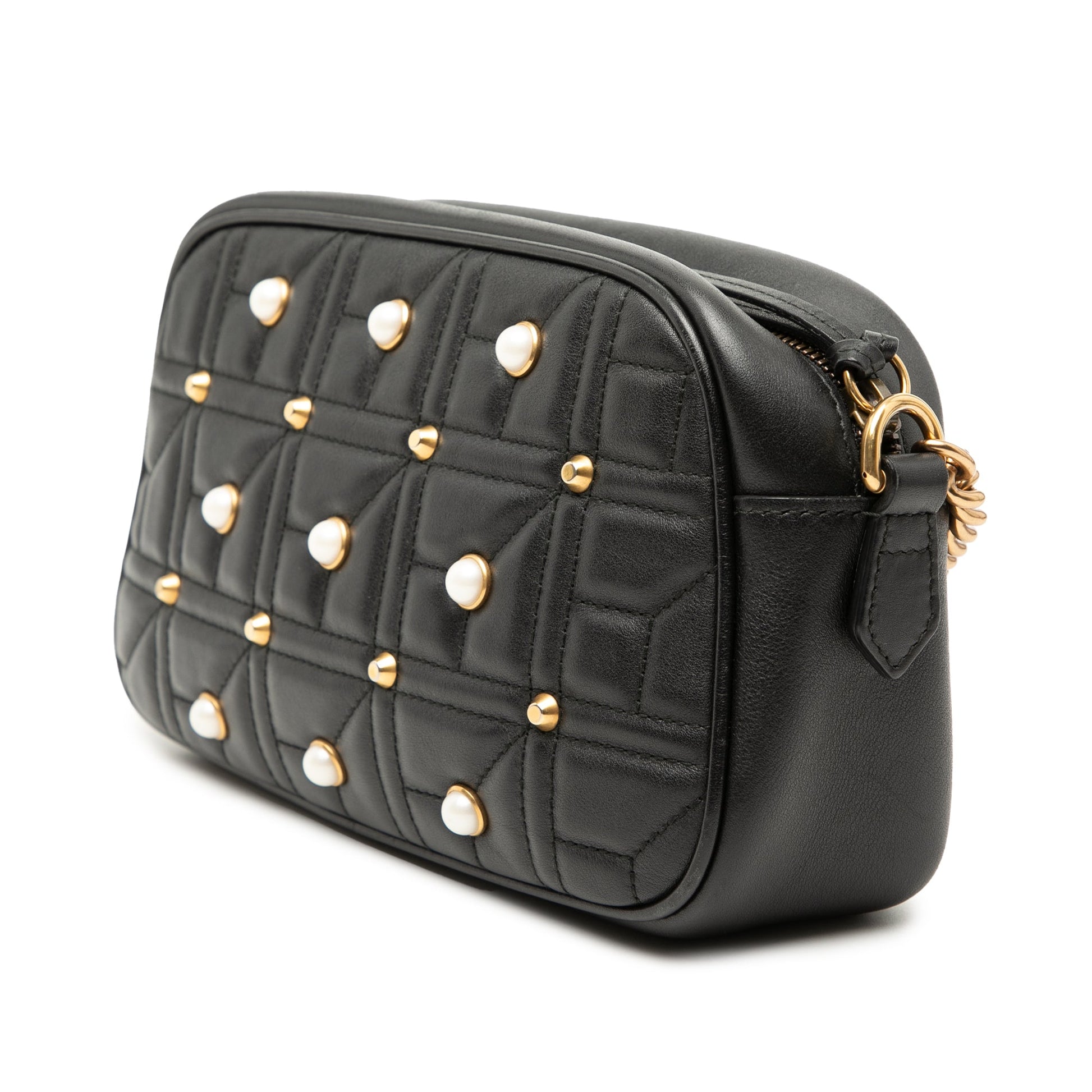 Gucci Small GG Marmont Matelasse Leather Pearl Studded Crossbody