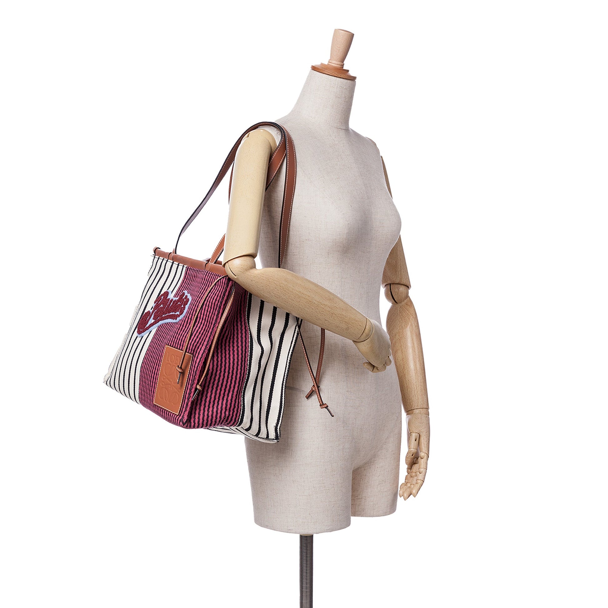 LOEWE Paulas Ibiza Large Canvas Stripes Cushion Tote