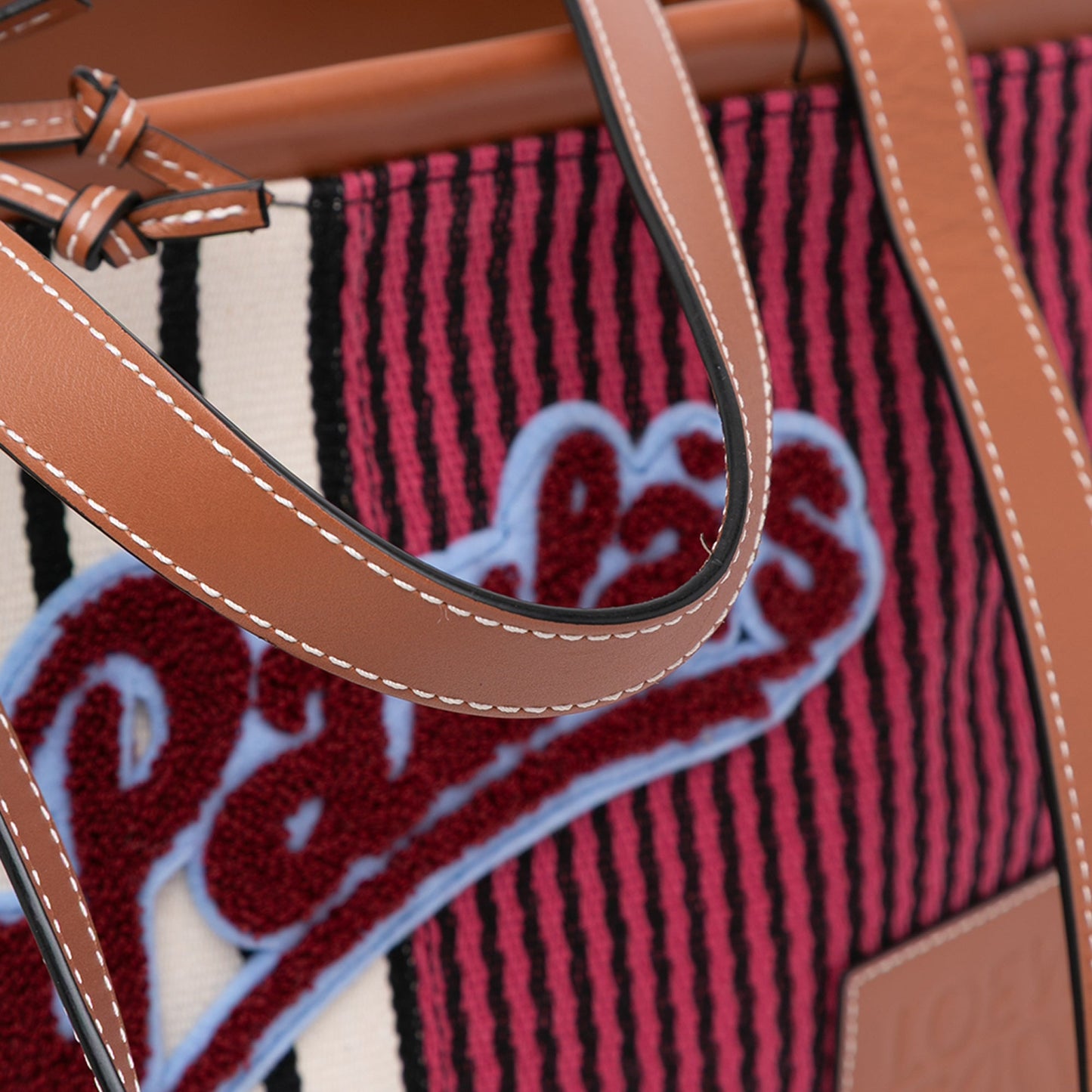 LOEWE Paulas Ibiza Large Canvas Stripes Cushion Tote