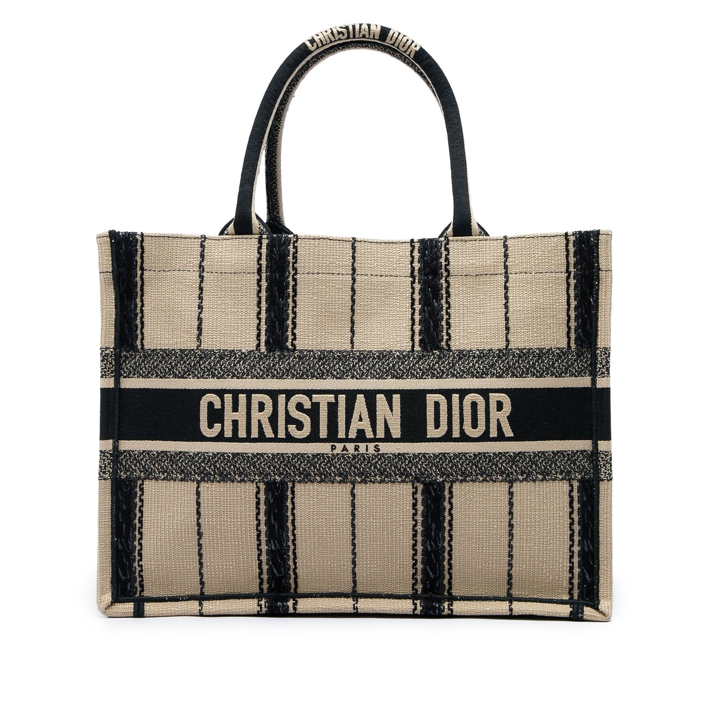 Dior Medium Embroidered Canvas Bayadere Book Tote