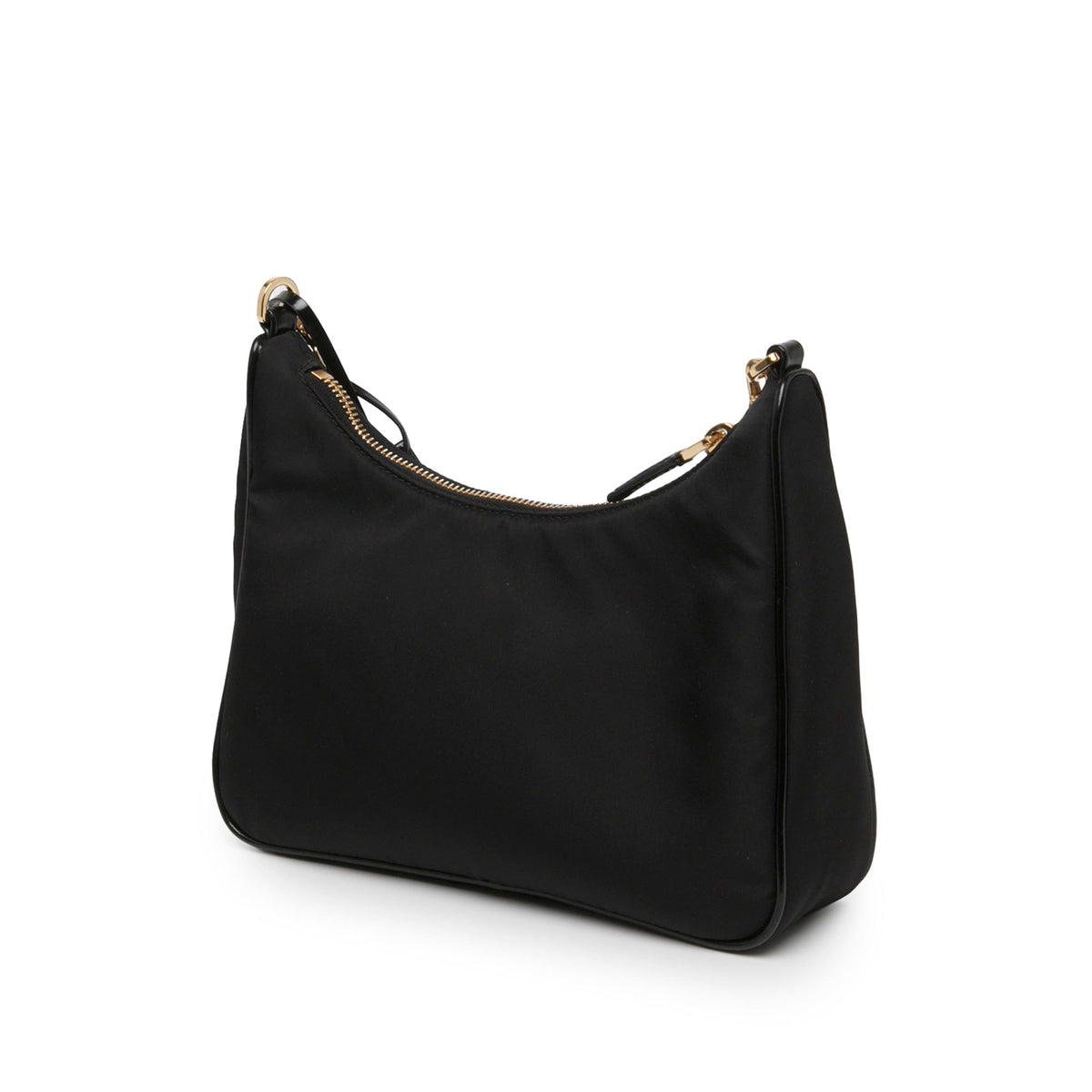 Prada Re Nylon Brushed Leather Front Pocket Hobo — Black