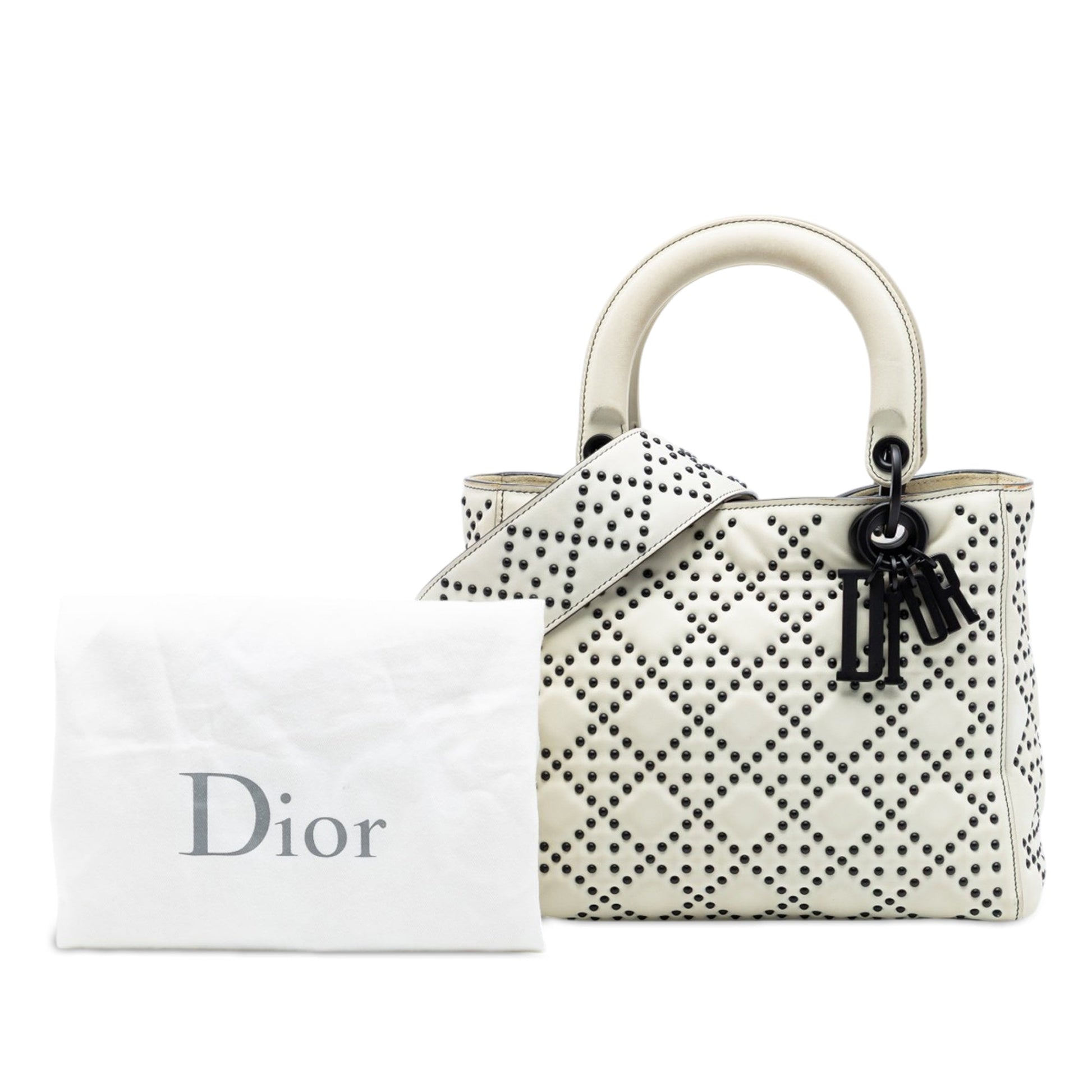 Dior Medium Lambskin Cannage Studded Supple Lady Dior