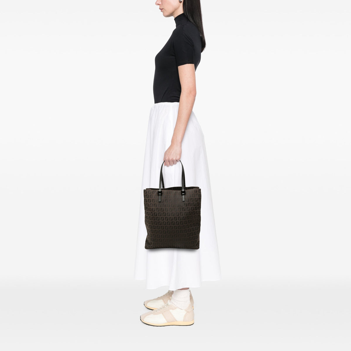 Fendi Zucchino Canvas Tote — Brown