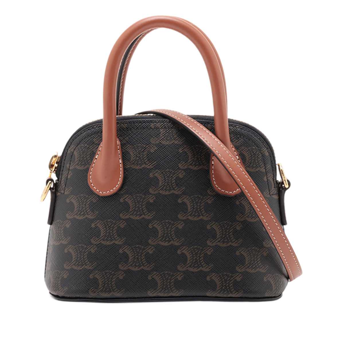 Celine Triomphe Coated Canvas Honorine Satchel — Brown