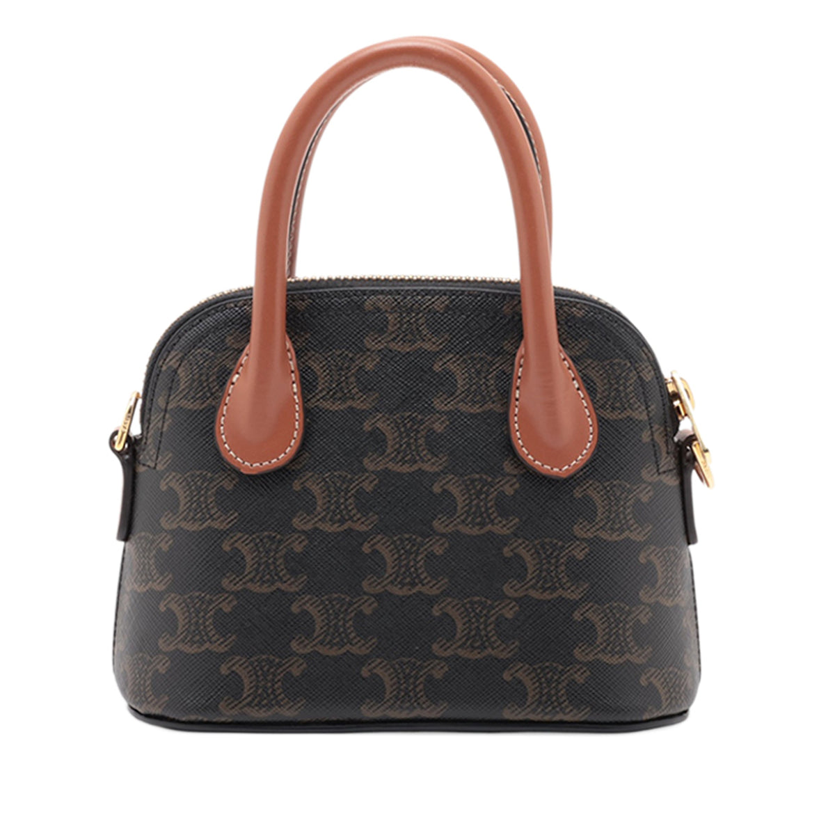 Celine Triomphe Coated Canvas Honorine Satchel — Brown