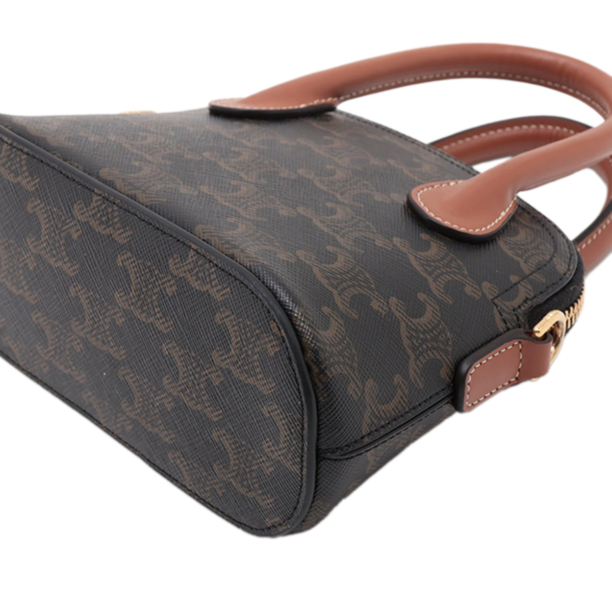 Celine Triomphe Coated Canvas Honorine Satchel — Brown