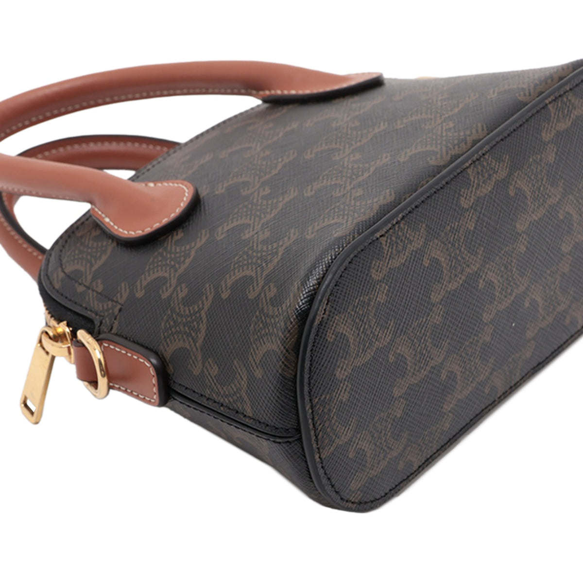 Celine Triomphe Coated Canvas Honorine Satchel — Brown