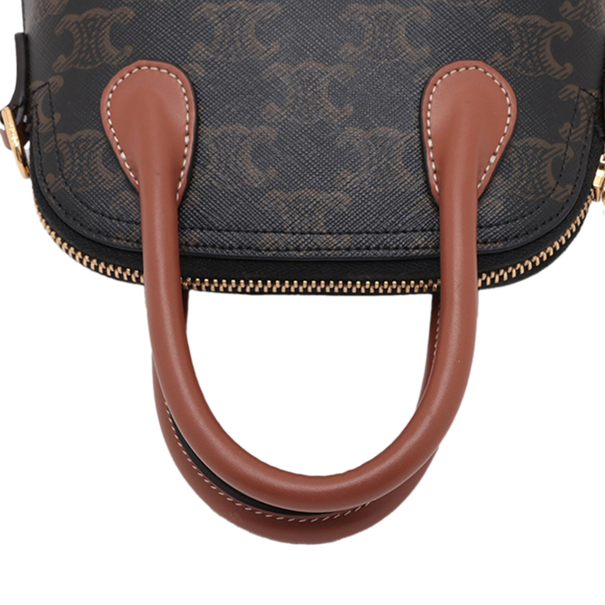 Celine Triomphe Coated Canvas Honorine Satchel — Brown