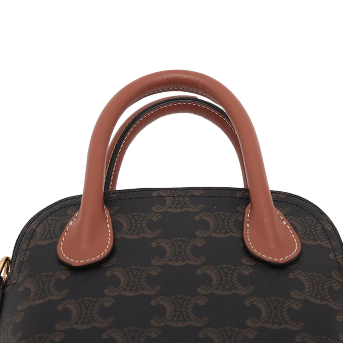 Celine Triomphe Coated Canvas Honorine Satchel — Brown