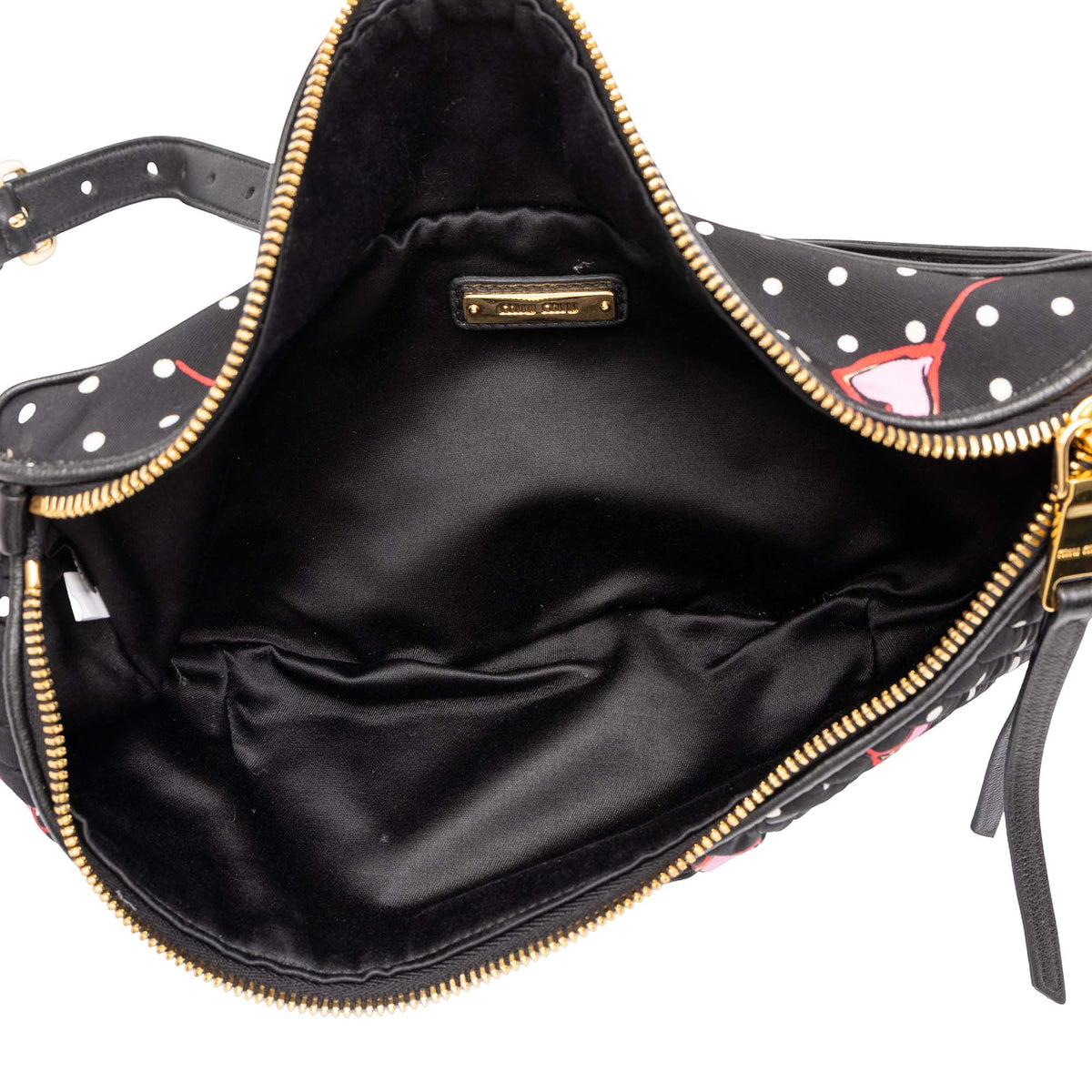 Miu Miu Matelasse Nylon Heart Print Belt Bag