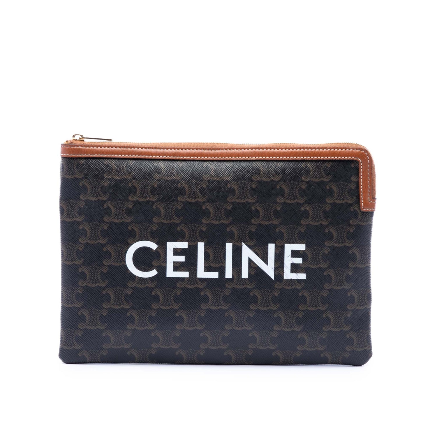 Celine Small Triomphe Coated Canvas Clutch