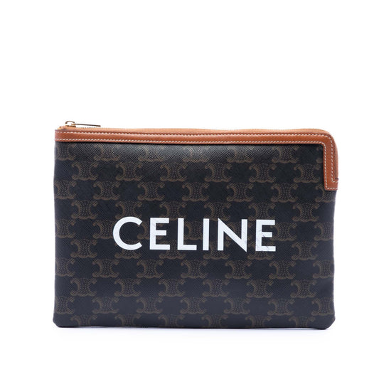 Celine Small Triomphe Coated Canvas Clutch