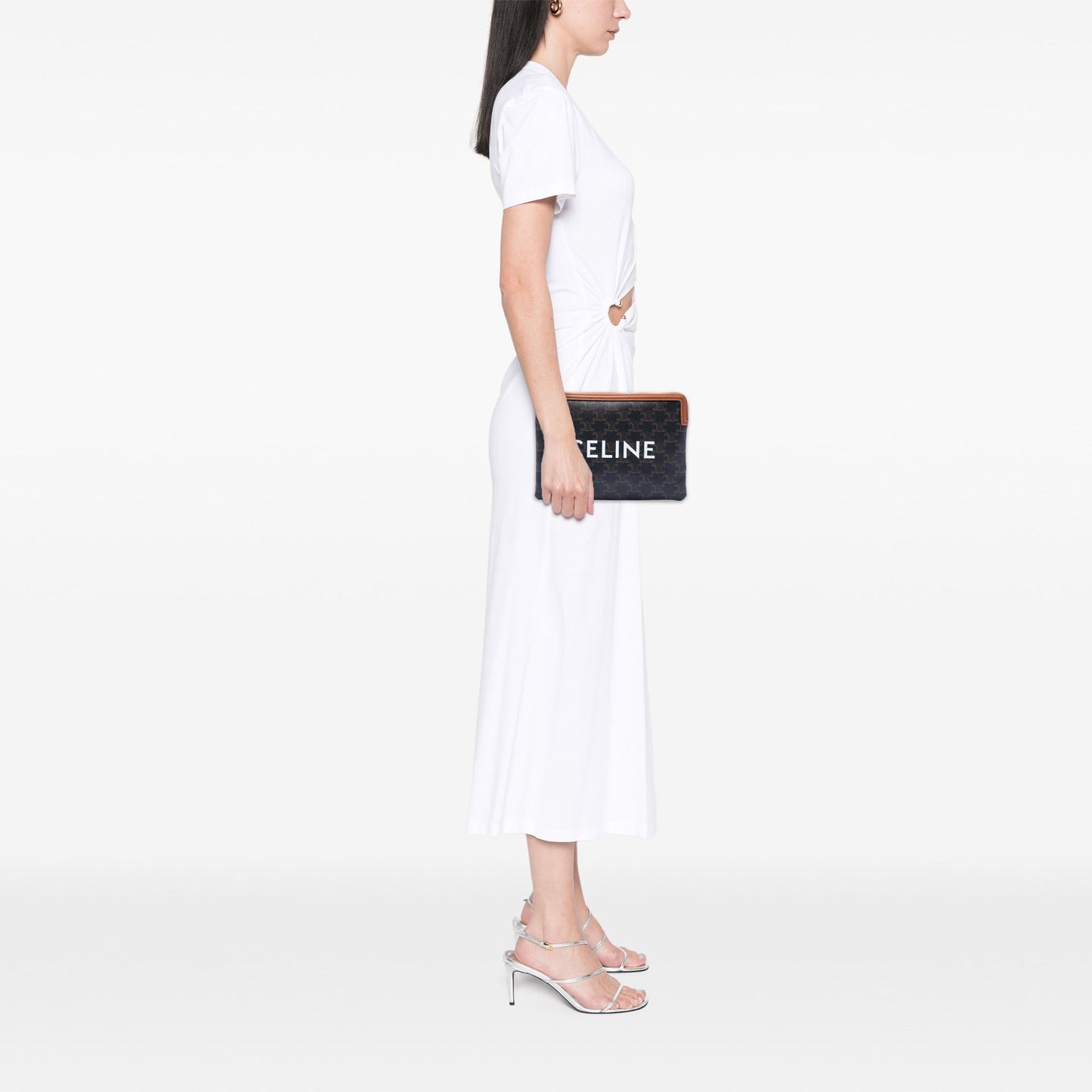 Celine Small Triomphe Coated Canvas Clutch
