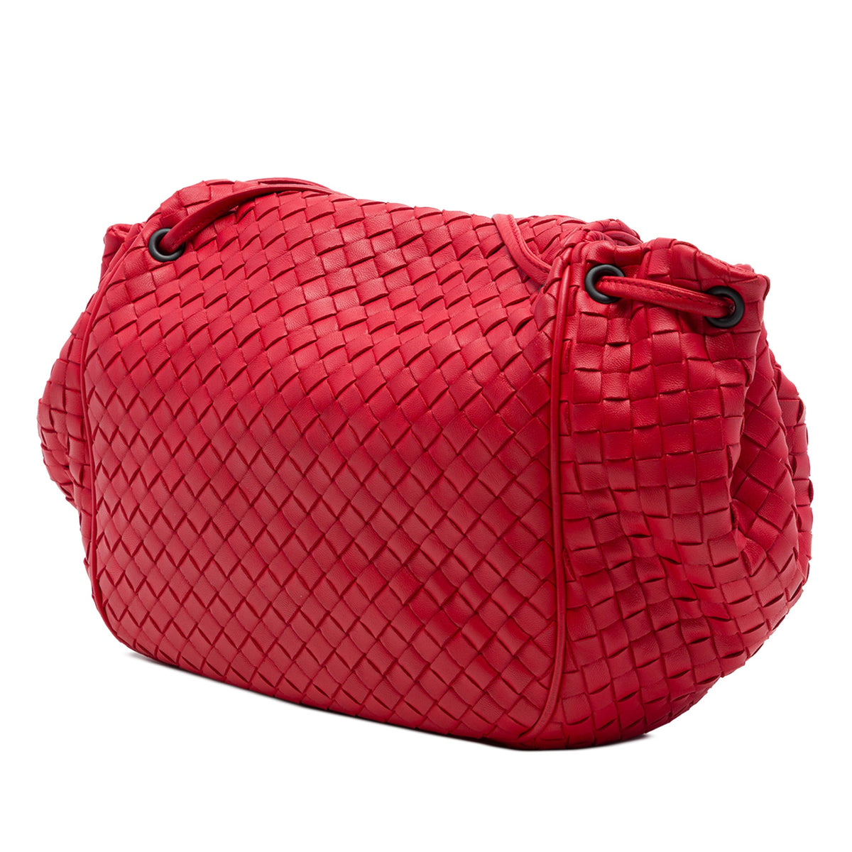 Bottega Veneta Nappa Intrecciato Flap Crossbody — Red