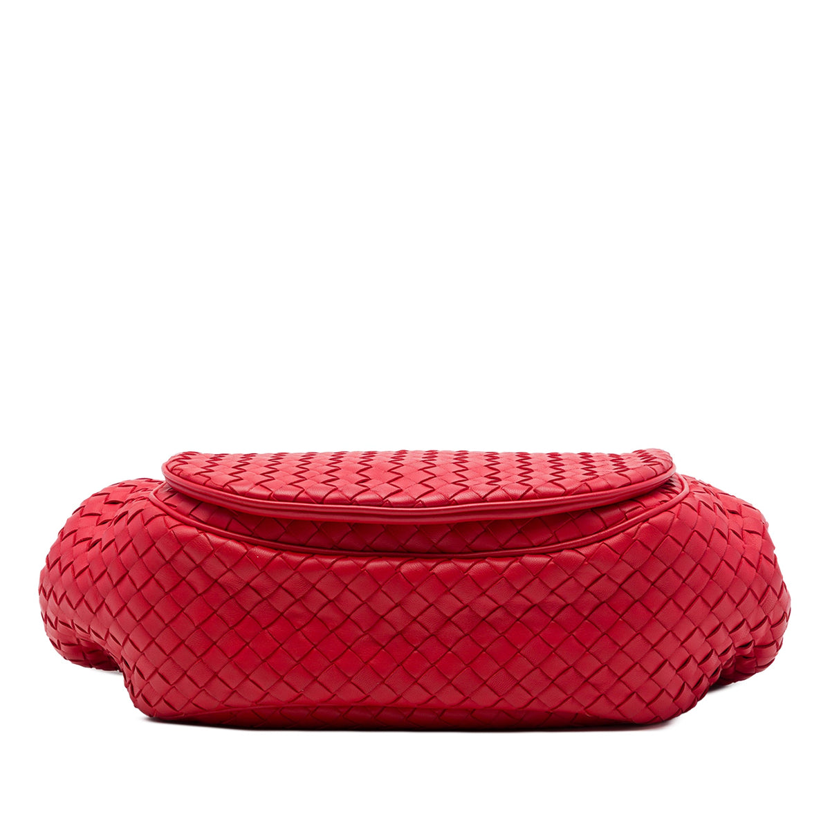 Bottega Veneta Nappa Intrecciato Flap Crossbody — Red