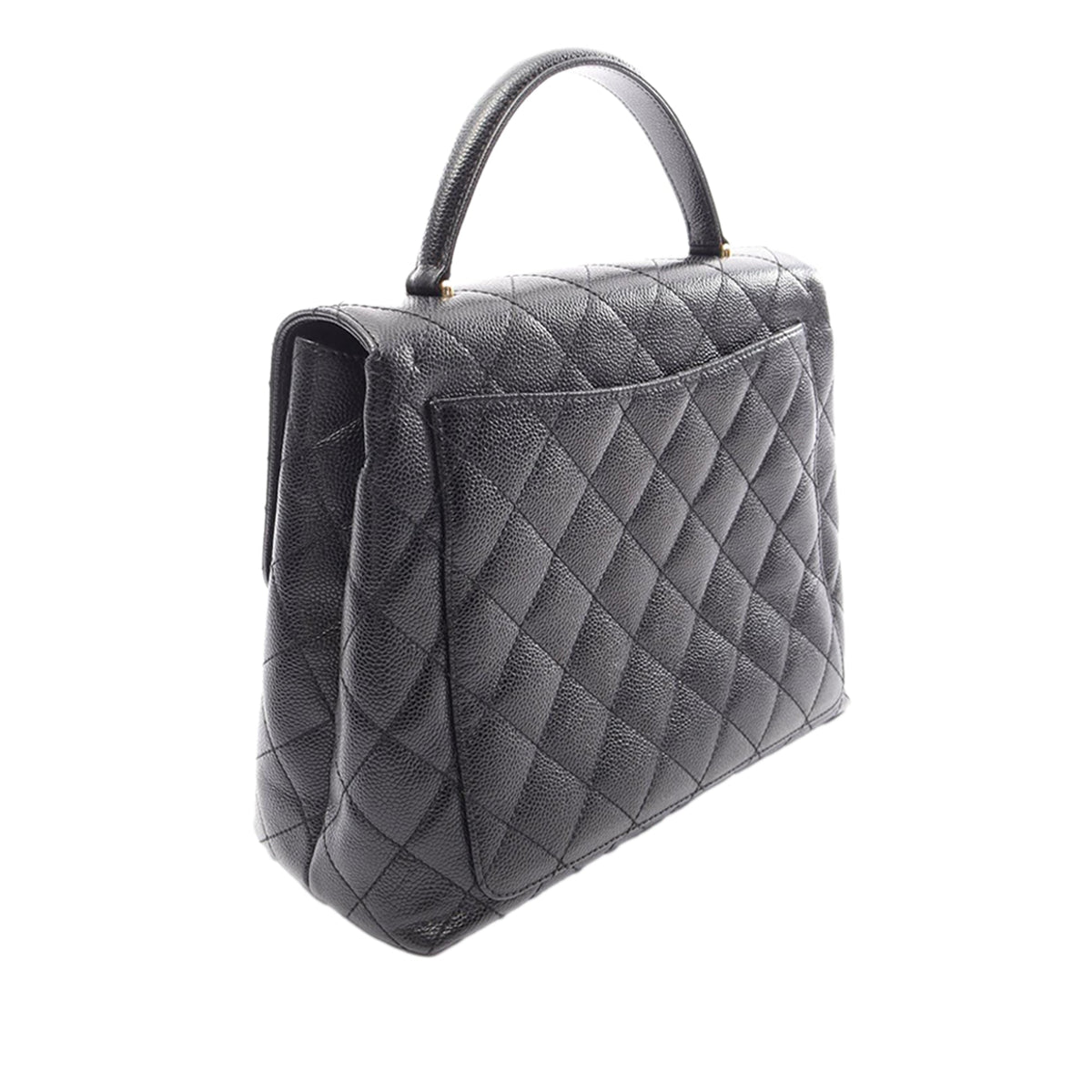 Chanel CC Quilted Caviar Top Handle Bag — Black