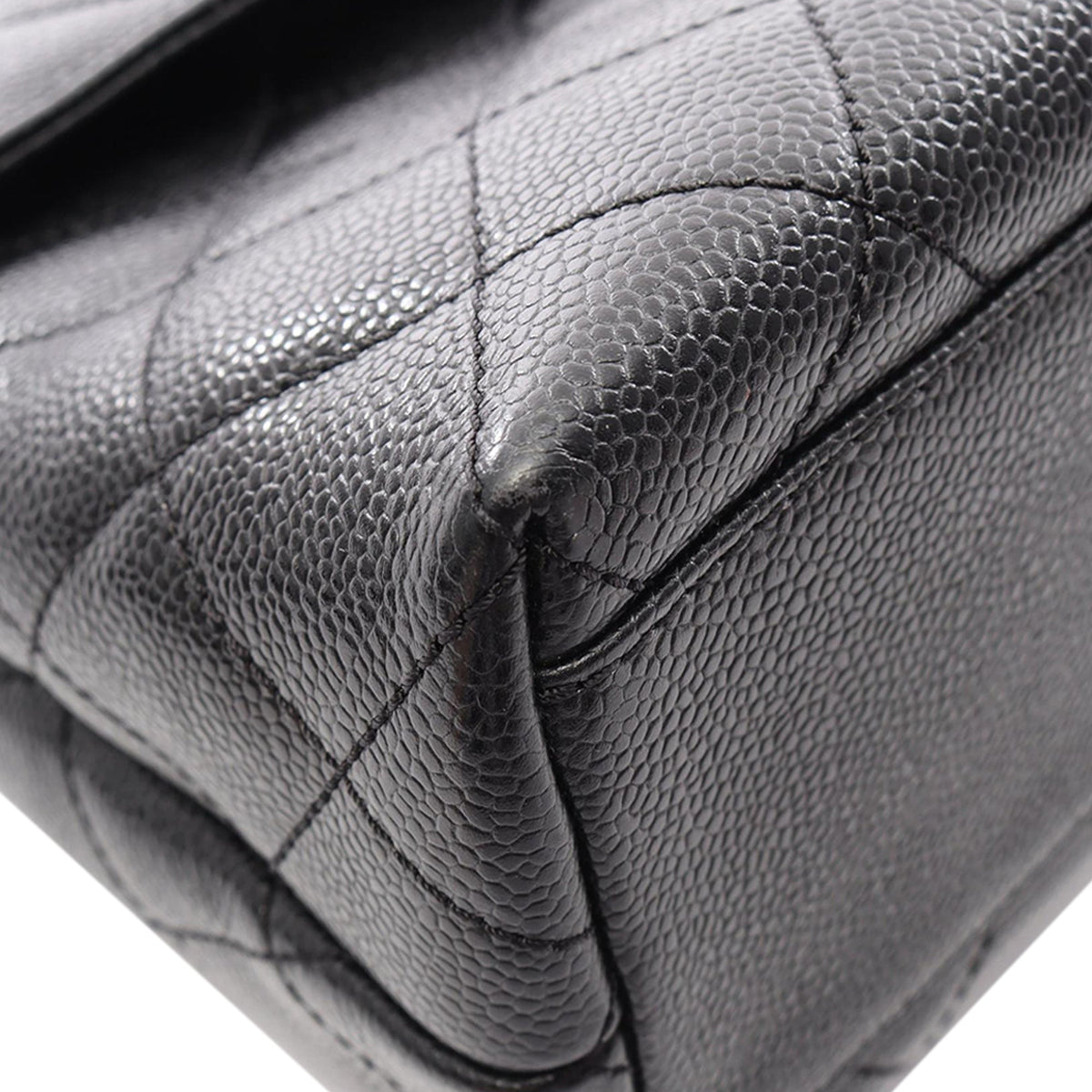 Chanel CC Quilted Caviar Top Handle Bag — Black