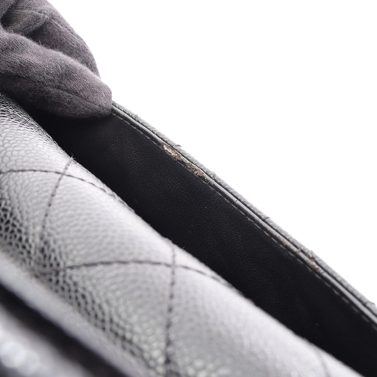 Chanel CC Quilted Caviar Top Handle Bag — Black